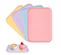 Set of 4 Small Serving Trays Rectangular Reusable Non-Slip Kitchen Tray Small Tray Mini Kitchen Palette for Picnics Fruit Cake Desserts