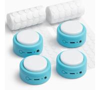 Set of 4 Small Voice Recording Buttons, Loud Clear Dog Cat Recorder for Animal Communication, Blue Pet Training Talking Buzzer, Rechargeable 30s Record & Playback Starter Set for Home Office