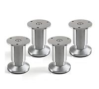 Set of 4 SO-TECH® Furniture Legs "Alpha" Adjustable Height Aluminium Brushed Loading Capacity up to 250 kg Height 80 mm