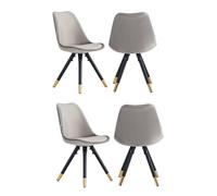 Life Interiors Set of 4 Sofia Ergonomic Modern Dining Chairs Upholstered in Velvet, Metal Legs with Gold End Caps in Light Grey Life Interiors Light Grey
