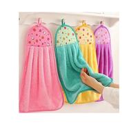 Set of 4 soft hand towels for kitchen or bathroom, coral fleece towel can be hung for quick drying