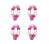 Set Of 4 Soft Plush Cats Collars With Colorful Pompoms For Dogs Birthday Party Neckwear Festival Pet Bells Collar Adjust Pet Accessory