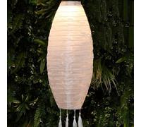 Set of 4 Solar LED Nylon Mandarin Lantern Lights - Waterproof Outdoor Garden Decor with Hanging Hook - Warm White Glow - Solar365 & Dusk Sensor Tech - 5 Elegant Designs (20 cm Long Oval (4 Pack))