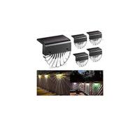 Set of 4 solar lights for fences, steps and stairs, waterproof, ideal for fences, decks, stairs and garden decorations. Warm white.