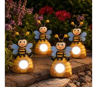 Set of 4 Solar Power Bee Spotlights Outdoor Garden Bumblebee LED Pathway Lights