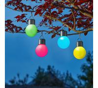 Set of 4 Solar Powered Multicolour Hanging Bulb Garden Festoon Lights mysmartbuy Multi One Size