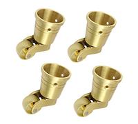 Set of 4 Solid Brass Castors, 360 Swivel Wheels, Polished Brass, Antique Vintage, Cup Style Fitting, with Screws, Gold (25mm/1in)