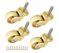 Set of 4 solid brass castors wheels, 4 pieces antique gold furniture castors, swivel castors made of solid brass polished, , mute wheels, 360 ° rotatable transport castors, for furniture, sofa replace