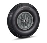 Set of 4 Solid Rubber Wheelbarrow Wheels Adaptor 4.00-6 PU Non-Flat Black/Grey