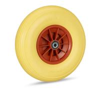 Set of 4 Solid Rubber Wheelbarrow Wheels Adaptor 4.00-6 PU Non-Flat Yellow/Red