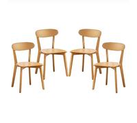 Set of 4 Solid Wood Dining Chairs, Rustic Kitchen Seating with Backrest, Non-Slip Relaxation Chairs for Studio, Restaurant, Bedroom (4 PCS, Color A)