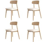 Set of 4 Solid Wood Dining Chairs, Versatile & Simple Design, Upholstered Dark Khaki & Light Walnut, Ideal for Dining Room and Living Room, 2-Piece Set