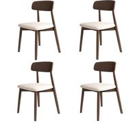 Set of 4 Solid Wood Dining Chairs, Versatile Simple Design, Upholstered in Dark Khaki & Light Walnut, Perfect for Dining Room & Living Room, 2-Piece Set