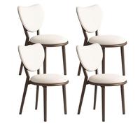 Set of 4 Solid Wood Dining Chairs with Heart Shaped Backrest & Leather Cushion - Dark Walnut & White Perfect for Living Room Cafe Dining Room Bedroom