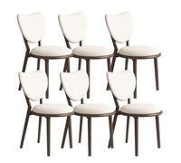 Set of 4 Solid Wood Dining Chairs with Heart Shaped Backrest & Leather Cushion - Elegant Dark Walnut & White Design for Living Room Cafe Dining Room Bedroom