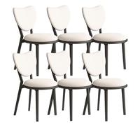 Set of 4 Solid Wood Dining Chairs with Heart Shaped Backrest & Leather Cushion - Stylish Black & White Dining Room Furniture for Living Room Cafe or Bedroom