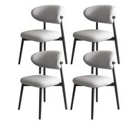 Set of 4 Solid Wood Dining Chairs with PU Leather Backrest High Weight Capacity Ideal for Restaurant Living Room Hotel Bedroom (Black + Light Grey)