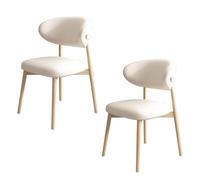 Set of 4 Solid Wood Dining Chairs with PU Leather BackrestHigh Load Capacity Ideal for Restaurant Living Room Hotel Bedroom (Log+White)