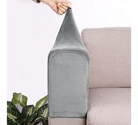 Set of 4 Spandex Armrest Covers Anti-Slip Couch Arm Covers Thick Velvet Armchair Slipcovers Removable Armchair Covers for Sofas Recliner Chairs Office,Light Grey