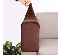 Set of 4 Spandex Armrest Covers Anti-Slip Couch Arm Covers Thick Velvet Armchair Slipcovers Removable Armchair Covers for Sofas Recliner Chairs Office,Coffee
