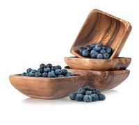Set of 4 Square Wooden Bowl Set. 4 inch Handmade Acacia Calabash Bowl, Small Wooden Bowl Set, Nuts and Small Snacks Serving Bowls, Sauce Bowl, Dipping Bowl 4x1 wooden bowls
