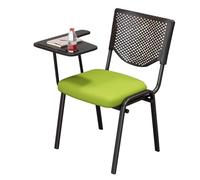 Set of 4 Stackable Armrest Chairs with Tablet for Right-Handed Users Ideal for Reception Office Waiting Room and Conference Use (Black#D)