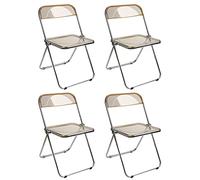 Set of 4 Stackable Folding Chairs, Modern Acrylic and Metal Dining Chairs, Comfortable Amber Color for Dining Room, Space-Saving Design, Perfect for Entertaining