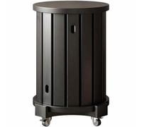 Set of 4 Stackable Stools - Round Wooden Coffee Table on Wheels Anti-Slip Feet Versatile Design & Hidden Storage for Kitchen Living Room Bedroom (Black)