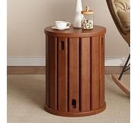 Set of 4 Stackable Stools - Versatile Solid Wood Ottomans, End & Coffee Tables, Side & Night Tables for Bedroom & Living Room - Brown Dining Chairs