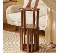 Set of 4 Stackable Wooden Stools 18" Round Side Tables No Installation Needed Versatile for Kitchen Bedroom Living Room - Stylish Walnut Design
