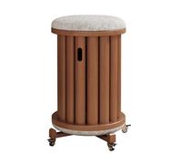 Set of 4 Stackable Wooden Stools with Upholstery Nesting Side Tables for Kitchen Living Room BarEasy Move with Wheels Walnut Finish No Assembly Needed