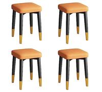 Set Of 4 Stacking Stools, Square Stack Bar Stool with X-shape Connection & Anti-Slip Foot Pads Assorted Color Metal Stack Stool with Padded Seat,Backless Stackable Short Stools Dining/Home Room ( Colo