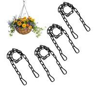 Set of 4 Stainless Steel Chains Black Chain with Carabiner 0.5 m Metal Chain, Hanging Chain Stainless Steel Chain, Chain for Fence Gates, Garden Gates and Doors of Animal Cages