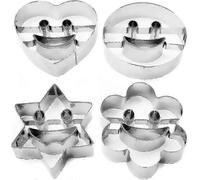 Set of 4 Stainless Steel Cookie Cutters - Smile, Heart, Star, Flower for Zy (Fun Baking Molds)