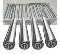 Set of 4 Stainless Steel Transport Rollers - Industrial Galvanized Transmission Wheels - Diameters: 2" 2.4" 1.5" 1.3" 1" for Factories