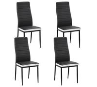 (Set of 4) Stanew Set of 4 Dining Chairs, Thick Padded Seats with Metal Legs and Foot Pads,Backrest Set Kitchen Chairs.(Black and white patchwork)