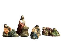 Set of 4 Statues Easter Jesus Please Garden Olive Trees, Nativity Scene, in Resin cm. 10.3