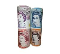 (Set of 4) Sterling Money Pot Tinplate Cash Saving Money Box Piggy Bank for Children Money Tin Pound Note Design Coin Cash Tins for Saving Birthday Money Funds (Mix Design)