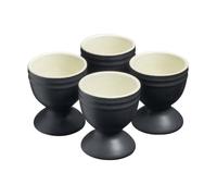 Cooks Professional Set of 4 Colourful Egg Cups | 40ml Durable Chip Resistant Ceramic Stoneware Dinnerware Graduated Design Egg Holders | Dishwasher & Microwave Safe | Black