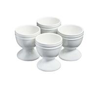 Cooks Professional Set of 4 Colourful Egg Cups | 40ml Durable Chip Resistant Ceramic Stoneware Dinnerware Graduated Design Egg Holders | Dishwasher & Microwave Safe | White