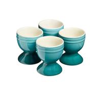 Cooks Professional Set of 4 Colourful Egg Cups | 40ml Durable Chip Resistant Ceramic Stoneware Dinnerware Graduated Design Egg Holders | Dishwasher & Microwave Safe | Teal