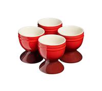Cooks Professional Set of 4 Colourful Egg Cups, Ceramic Stoneware | Red | 4 Piece Egg Holders, Durable & Chip Resistant, Graduated Colour Design, Dishwasher & Microwave Safe, Breakfast Dinnerware