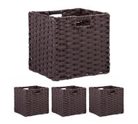 Set of 4 Storage Baskets Cubes Wicker Woven Organiser Shelf Box Folding Box
