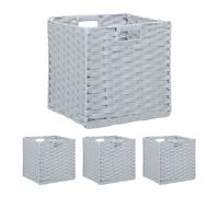 Set of 4 Storage Baskets Cubes Wicker Woven Organiser Shelf Box Folding Box