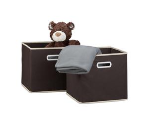Set of 4 Storage Box Shelf Organiser Folding Foldable Divider Basket Brown