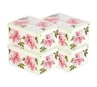 Set of 4 Storage Boxes with Lids - Seasonal Change Organiser in Cardboard 35 x 25 x 17.5 cm Peonies - Made in Italy, Durable, Easy to Assemble, with Handles