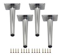 Set of 4 Straight Metal Furniture Legs, Tapered Support TV Cabinet Feet, DIY Replacement Parts for Sofa Table Couch Cupboard Armchair Ottoman (20cm/7.87in,Silver)