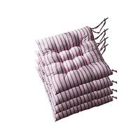 Set of 4 Striped Seat Cushion Pads with Ties, 40x40x5cm Square Reversible Kitchen Dining Garden Chair Cushion for Indoor Outdoor Patio Furnitures Seat,Pink