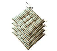 Set of 4 Striped Seat Cushion Pads with Ties, 40x40x5cm Square Reversible Kitchen Dining Garden Chair Cushion for Indoor Outdoor Patio Furnitures Seat,Yellow