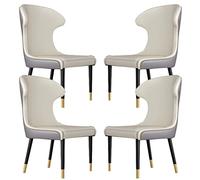 Set of 4 Sturdy Leather Dining Chairs for Kitchen, Living Room, Balcony, or Makeup Table - Elegant Iron Legs, Stylish & Durable Design
